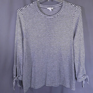 Lucky Brand Long Sleeve Striped Blouse Womens Size XL Super Soft Monochrome